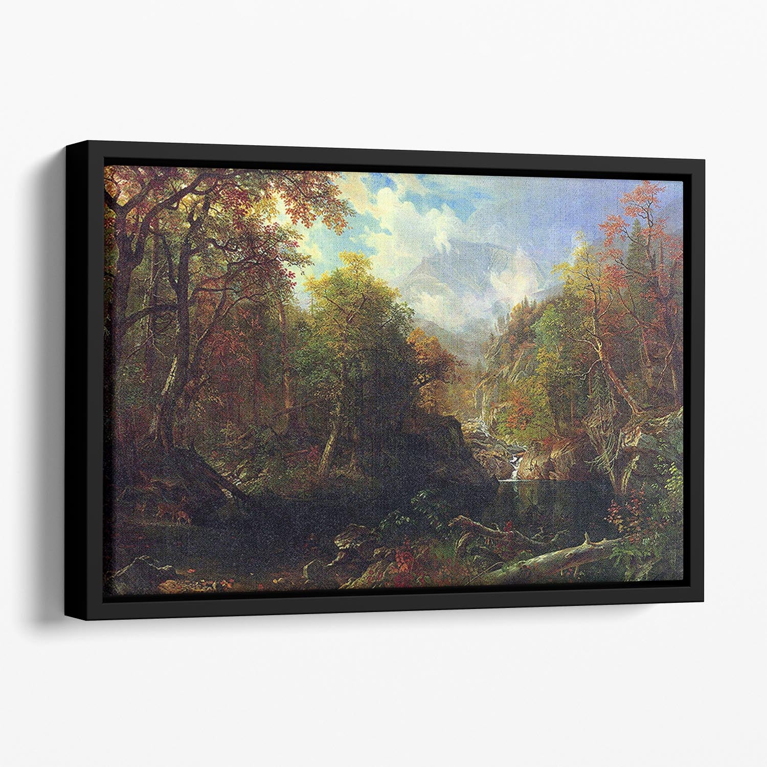 The Emerald pond by Bierstadt Floating Framed Canvas - Canvas Art Rocks - 1