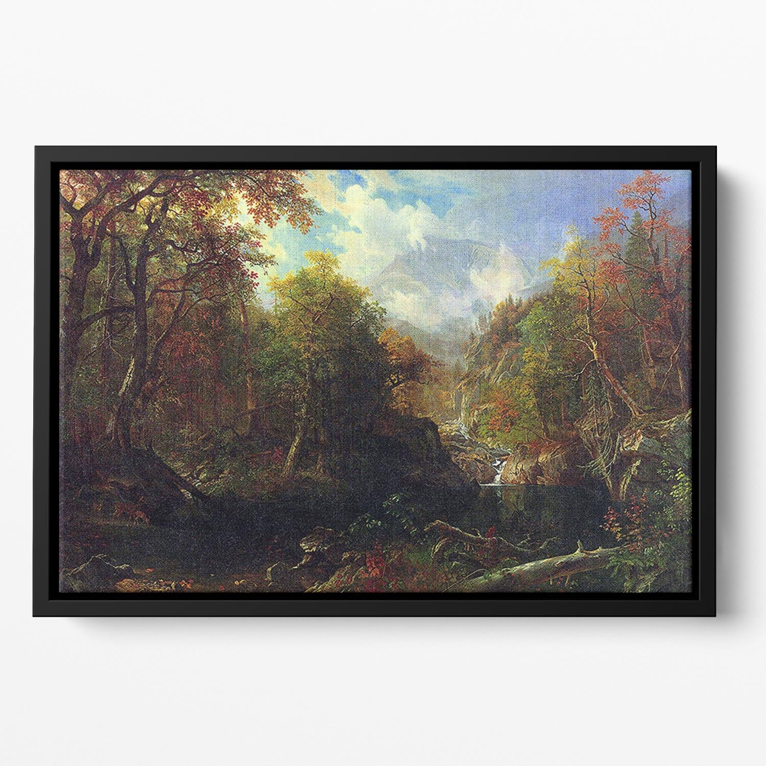 The Emerald pond by Bierstadt Floating Framed Canvas - Canvas Art Rocks - 2