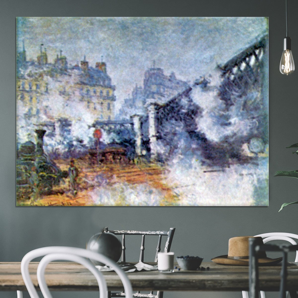 The Europe Bridge Saint Lazare station in Paris by Monet Canvas Print or Poster