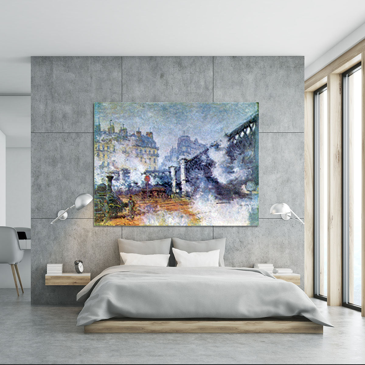 The Europe Bridge Saint Lazare station in Paris by Monet Canvas Print or Poster - Canvas Art Rocks - 5