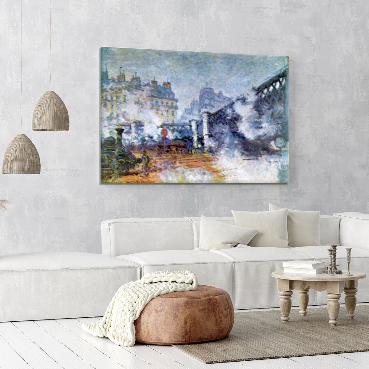 The Europe Bridge Saint Lazare station in Paris by Monet Canvas Print or Poster - Canvas Art Rocks - 6