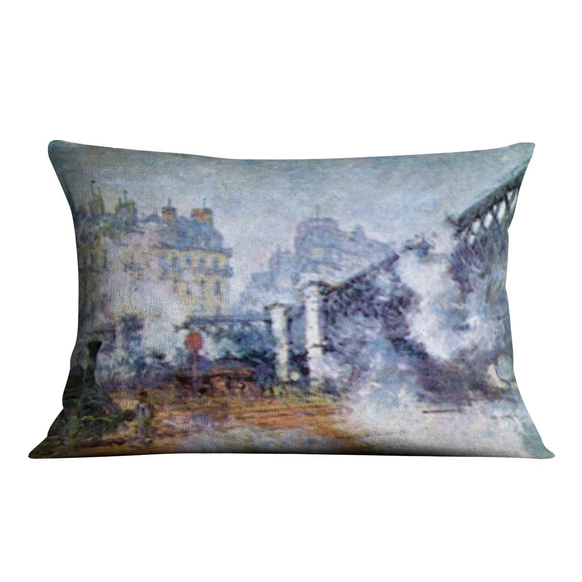 The Europe Bridge Saint Lazare station in Paris by Monet Throw Pillow