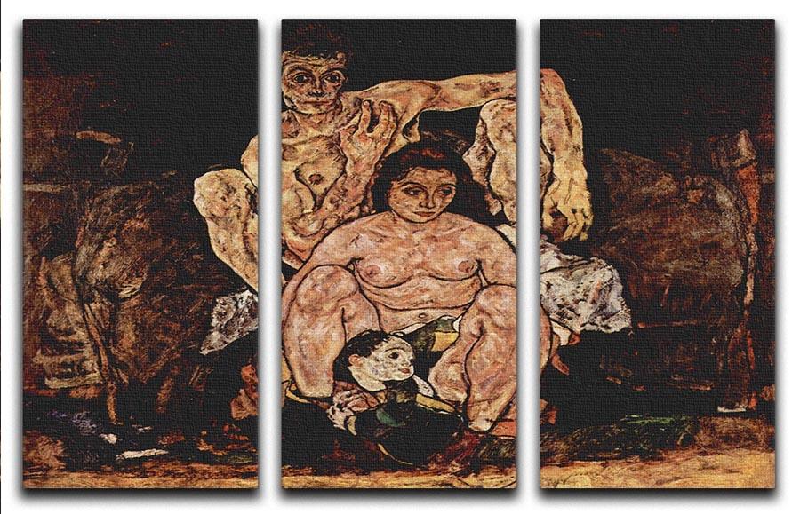 The Family by Egon Schiele 3 Split Panel Canvas Print - Canvas Art Rocks - 1
