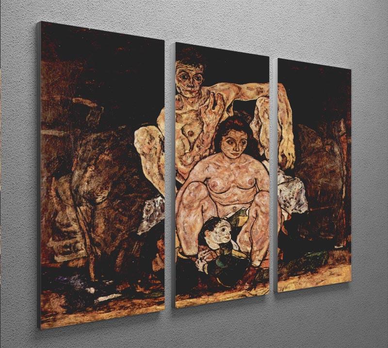 The Family by Egon Schiele 3 Split Panel Canvas Print - Canvas Art Rocks - 2