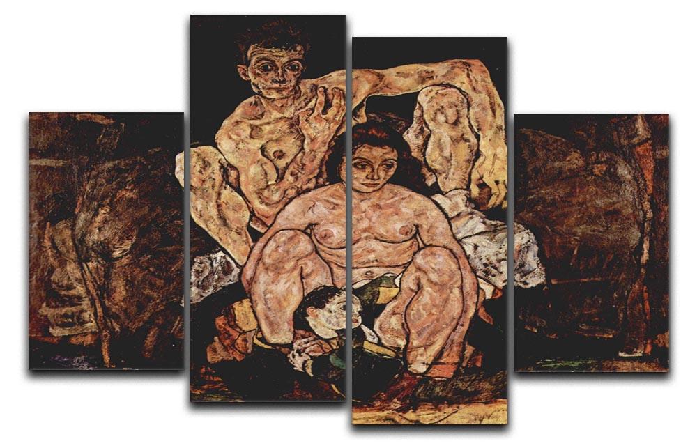 The Family by Egon Schiele 4 Split Panel Canvas - Canvas Art Rocks - 1