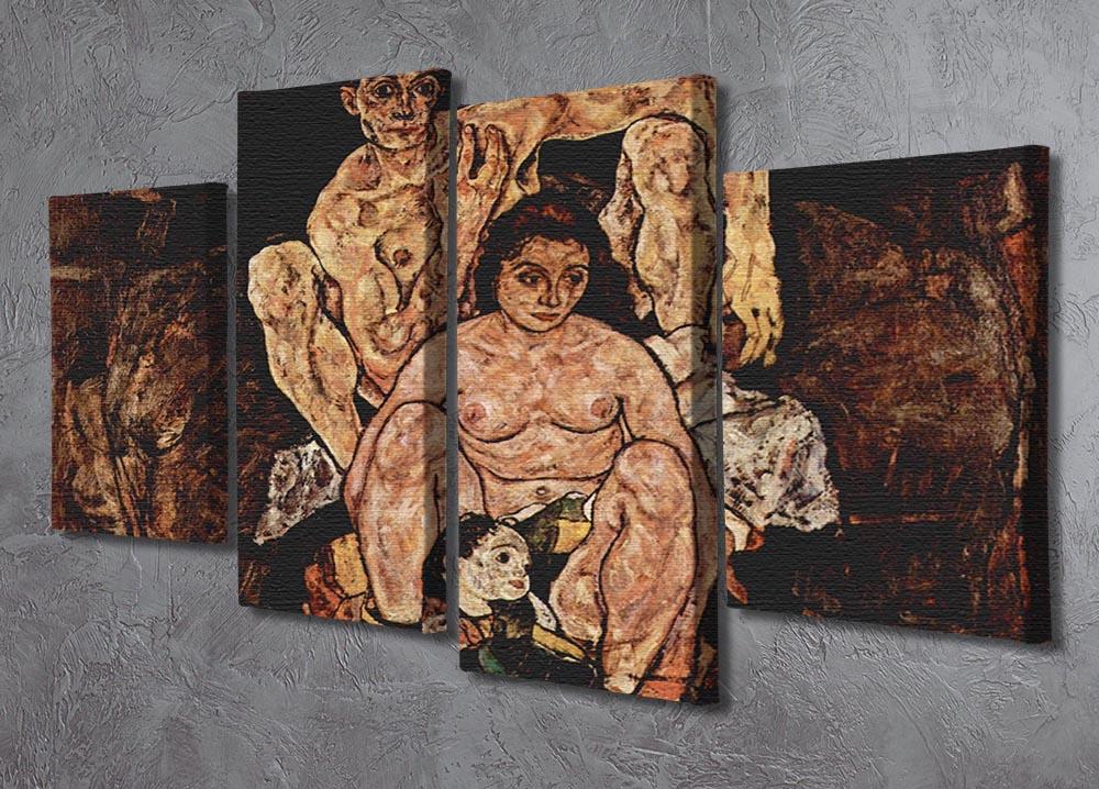 The Family by Egon Schiele 4 Split Panel Canvas - Canvas Art Rocks - 2