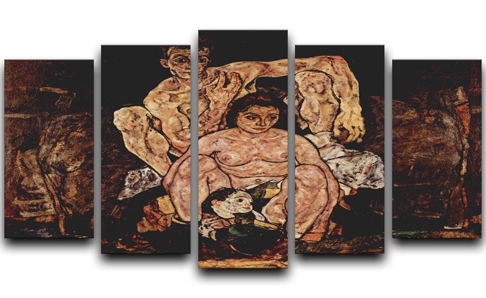 The Family by Egon Schiele 5 Split Panel Canvas - Canvas Art Rocks - 1