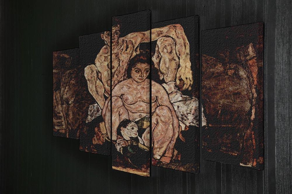 The Family by Egon Schiele 5 Split Panel Canvas - Canvas Art Rocks - 2