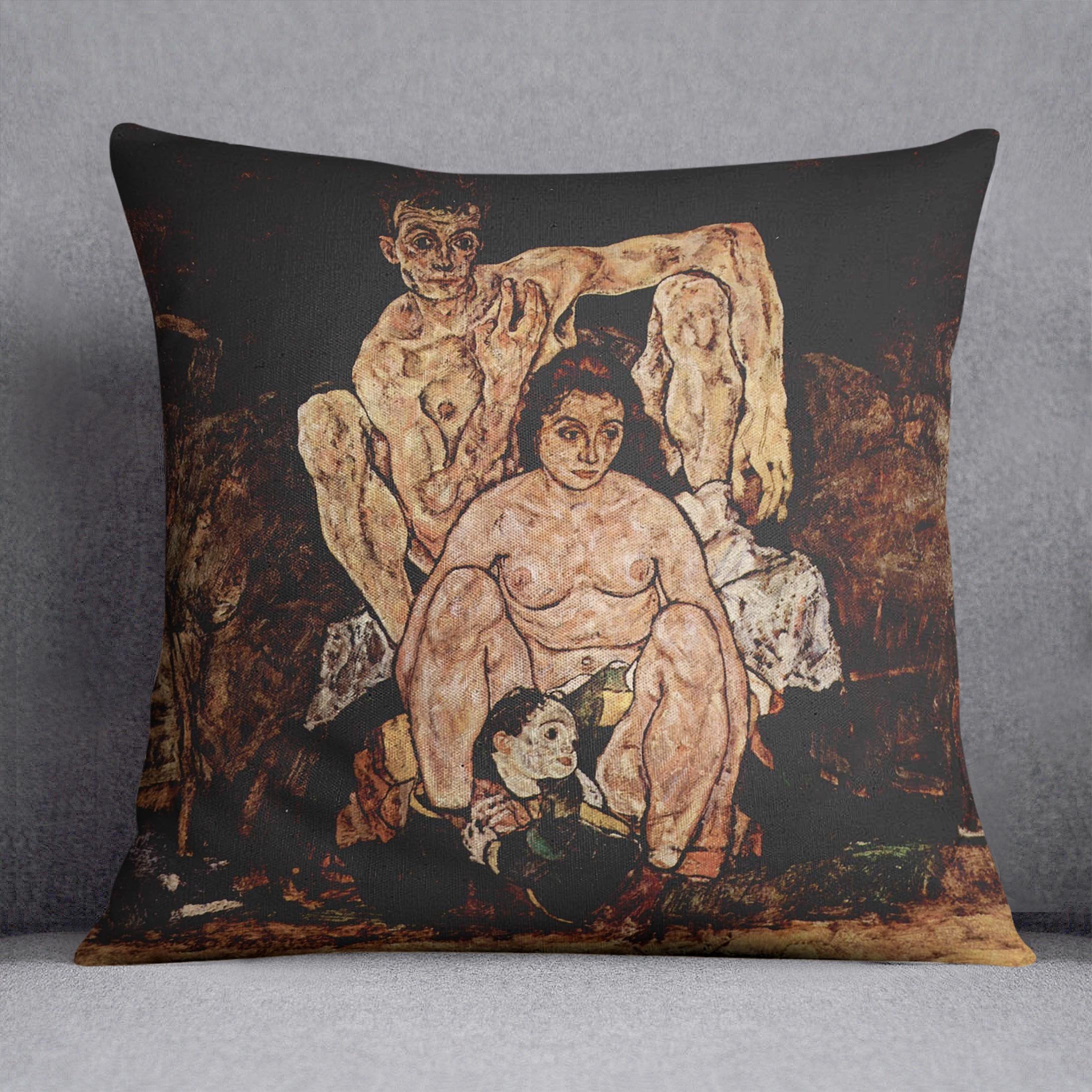 The Family by Egon Schiele Cushion