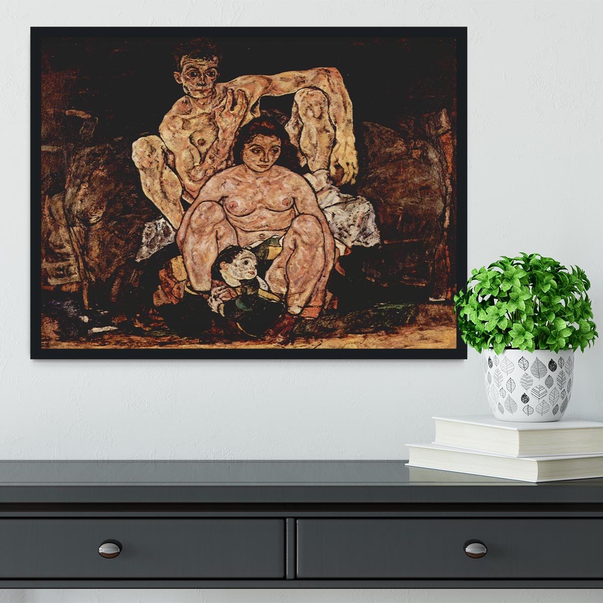 The Family by Egon Schiele Framed Print - Canvas Art Rocks - 2