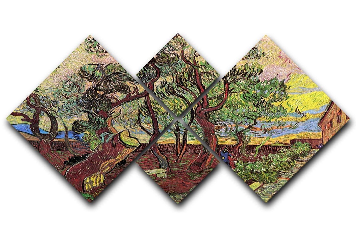 The Garden of Saint-Paul Hospital 3 by Van Gogh 4 Square Multi Panel Canvas  - Canvas Art Rocks - 1