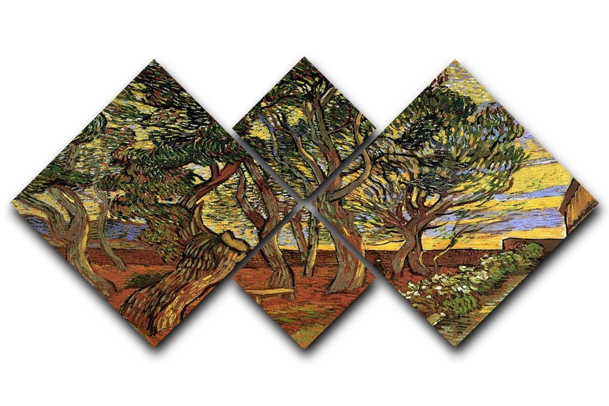 The Garden of Saint-Paul Hospital 4 by Van Gogh 4 Square Multi Panel Canvas  - Canvas Art Rocks - 1