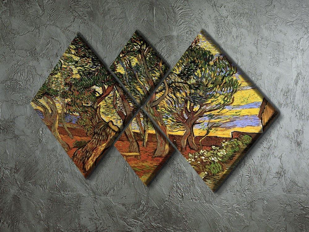 The Garden of Saint-Paul Hospital 4 by Van Gogh 4 Square Multi Panel Canvas - Canvas Art Rocks - 2
