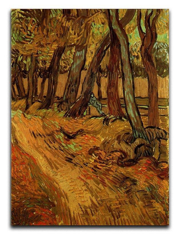 The Garden of Saint-Paul Hospital with Figure by Van Gogh Canvas Print & Poster  - Canvas Art Rocks - 1