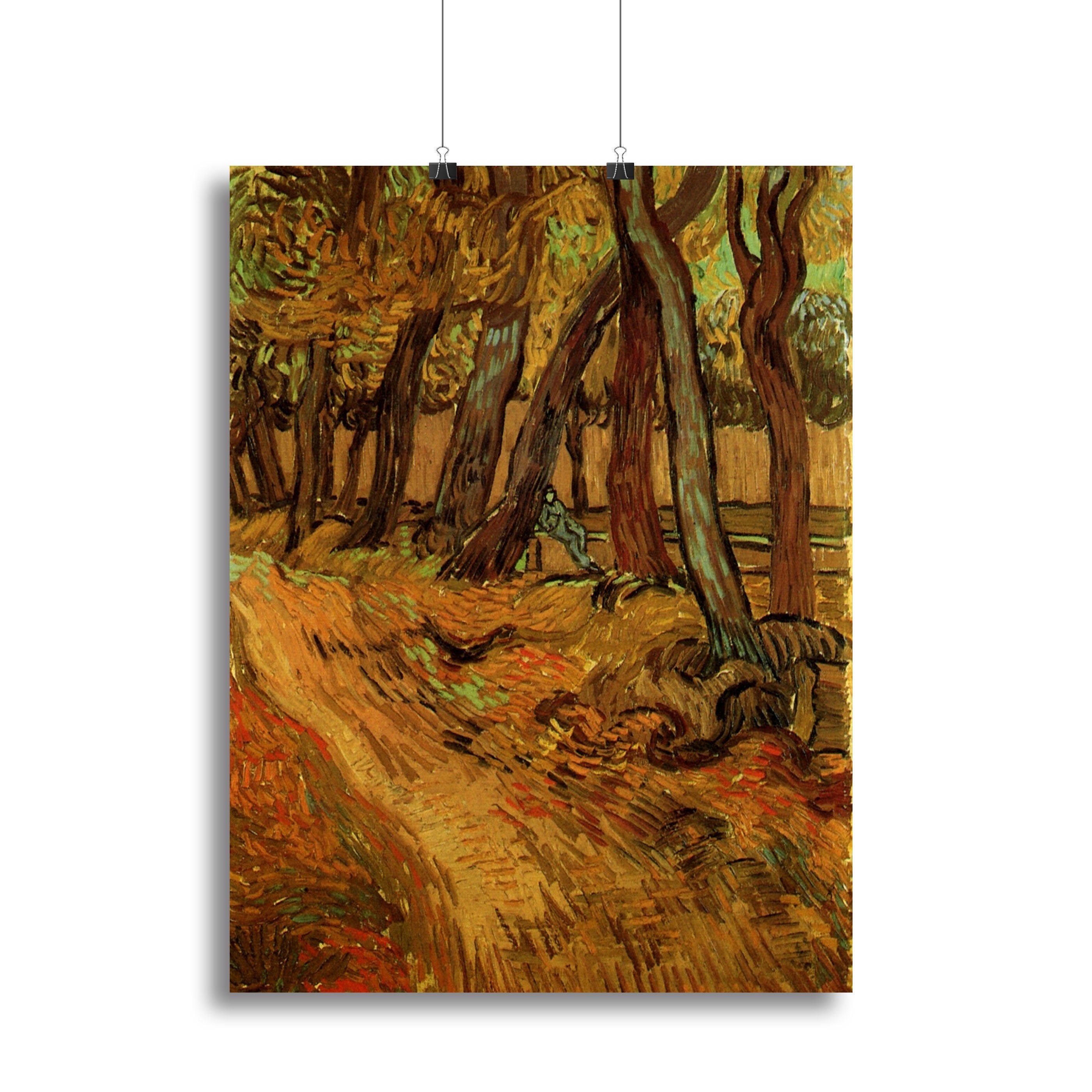 The Garden of Saint-Paul Hospital with Figure by Van Gogh Canvas Print or Poster