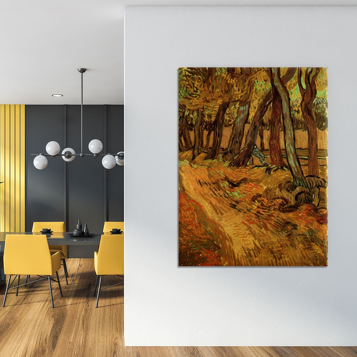 The Garden of Saint-Paul Hospital with Figure by Van Gogh Canvas Print or Poster