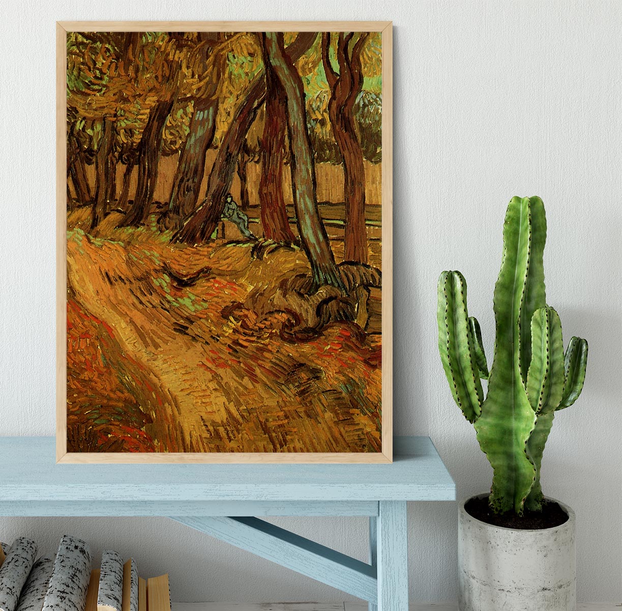 The Garden of Saint-Paul Hospital with Figure by Van Gogh Framed Print - Canvas Art Rocks - 4