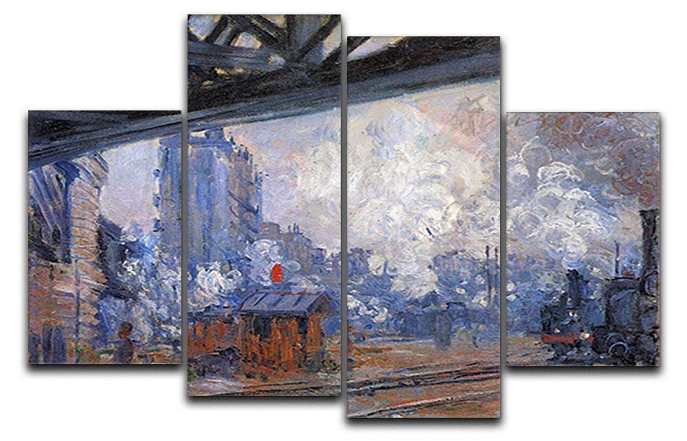 The Gare Saint Lazare by Monet 4 Split Panel Canvas  - Canvas Art Rocks - 1