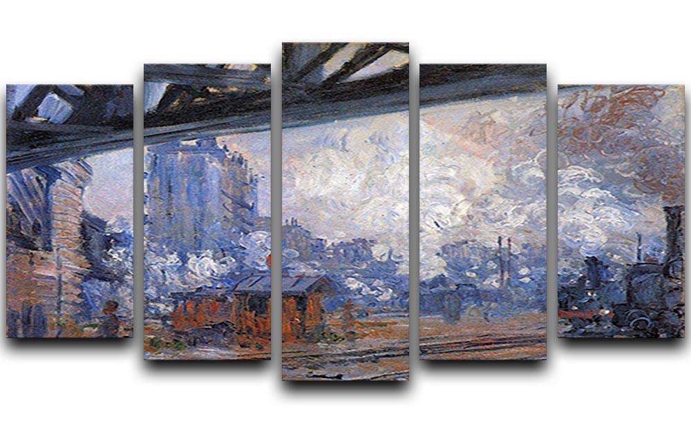The Gare Saint Lazare by Monet 5 Split Panel Canvas  - Canvas Art Rocks - 1