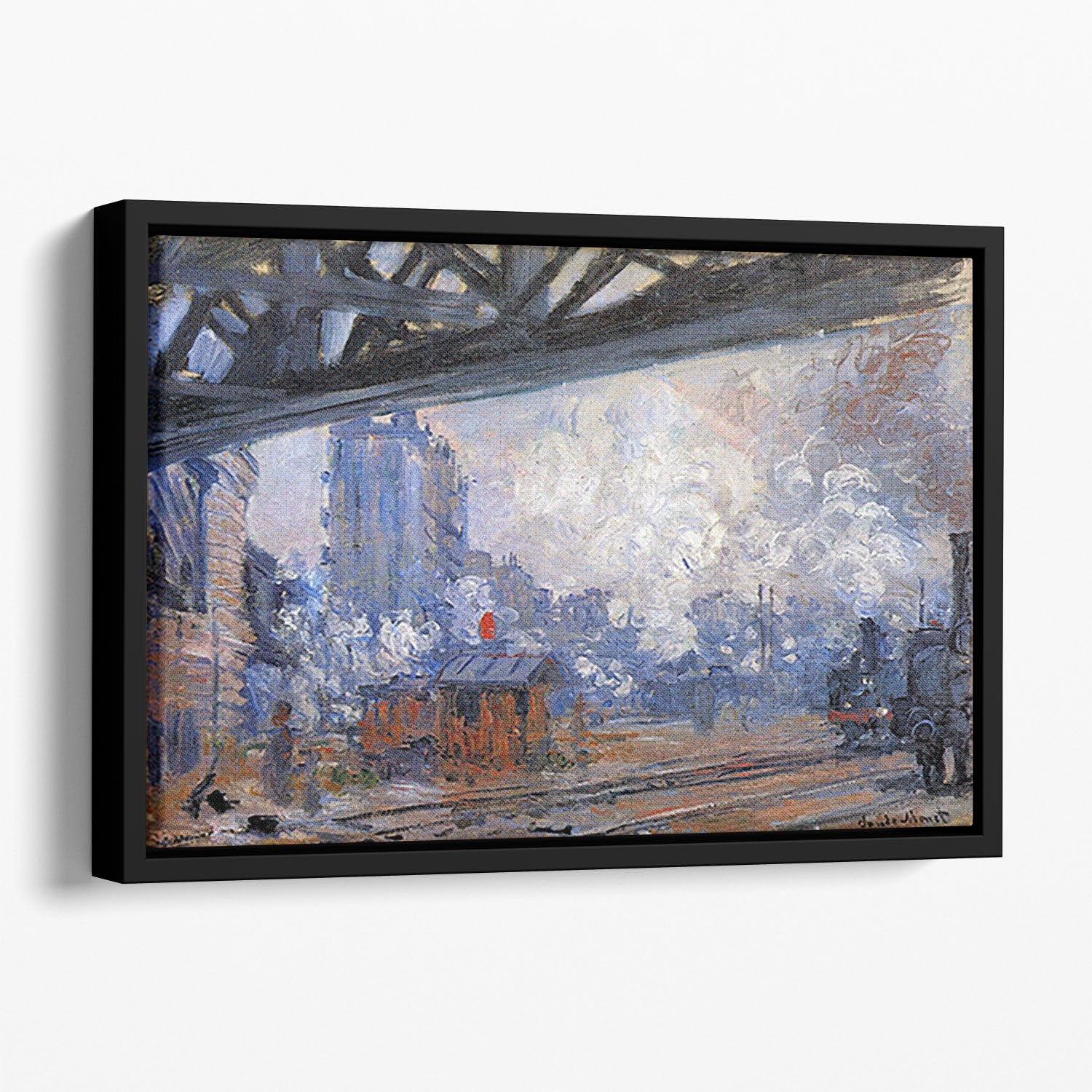 The Gare Saint Lazare by Monet Floating Framed Canvas
