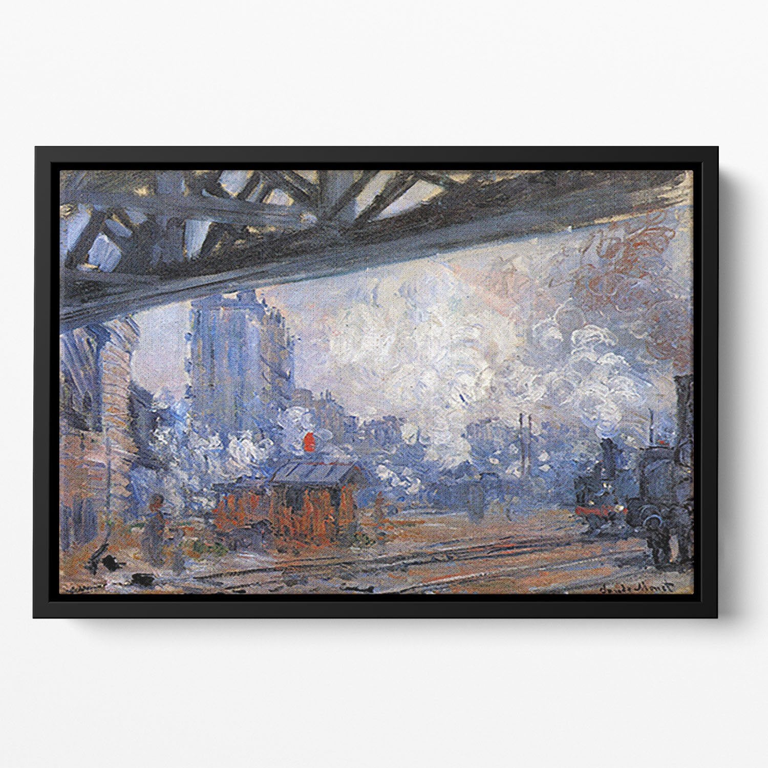 The Gare Saint Lazare by Monet Floating Framed Canvas