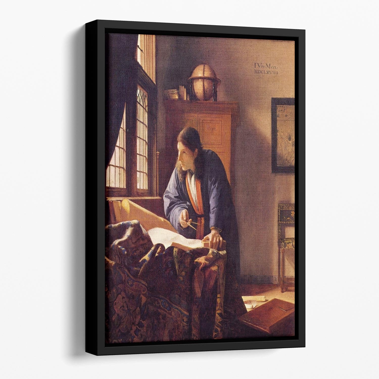 The Geographer by Vermeer Floating Framed Canvas