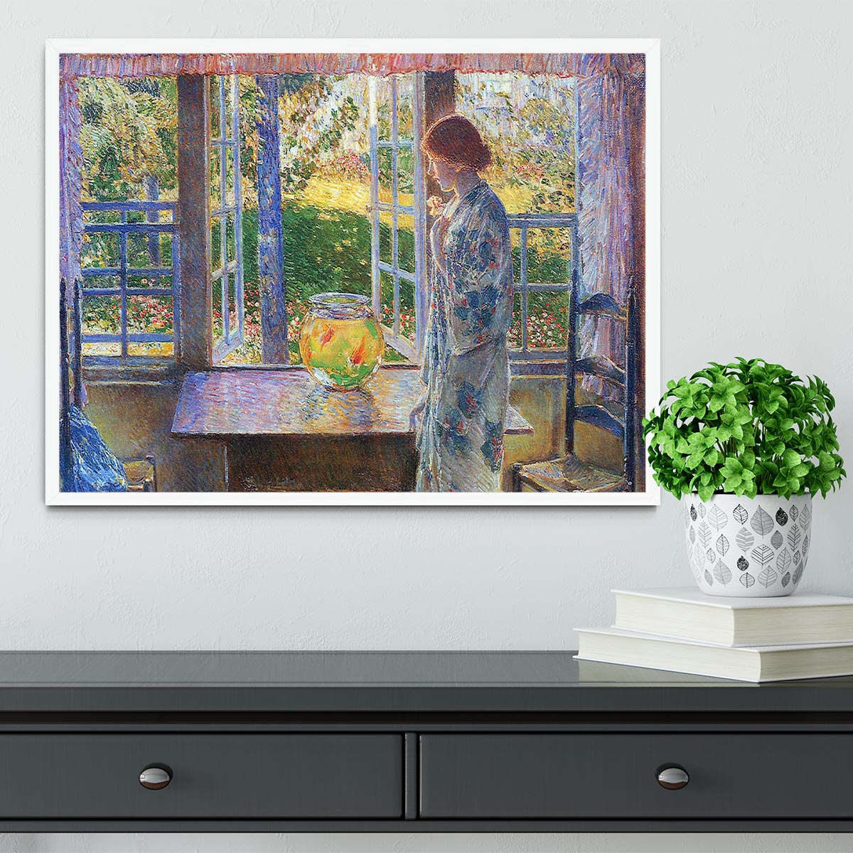 The Goldfish Window by Hassam Framed Print - Canvas Art Rocks -6