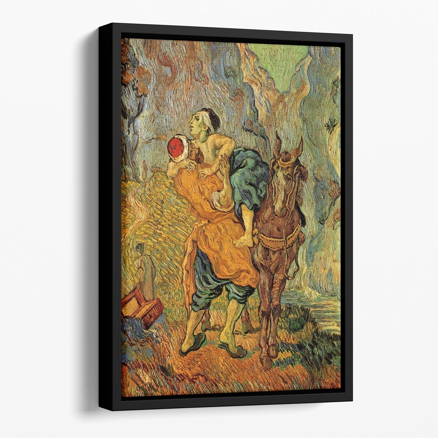 The Good Samaritan after Delacroix by Van Gogh Floating Framed Canvas