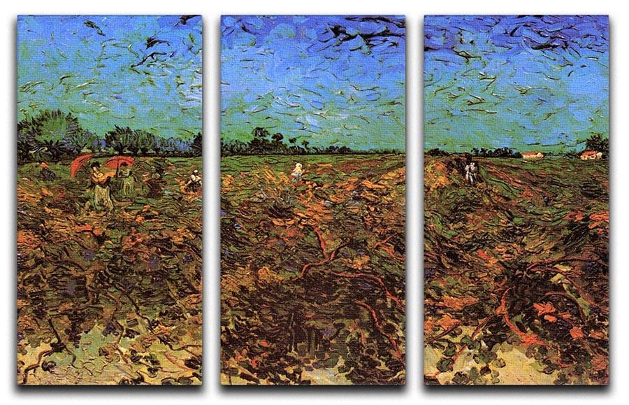 The Green Vineyard by Van Gogh 3 Split Panel Canvas Print - Canvas Art Rocks - 4