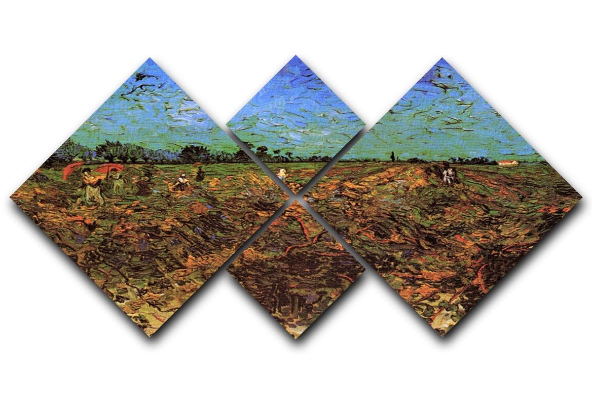 The Green Vineyard by Van Gogh 4 Square Multi Panel Canvas  - Canvas Art Rocks - 1