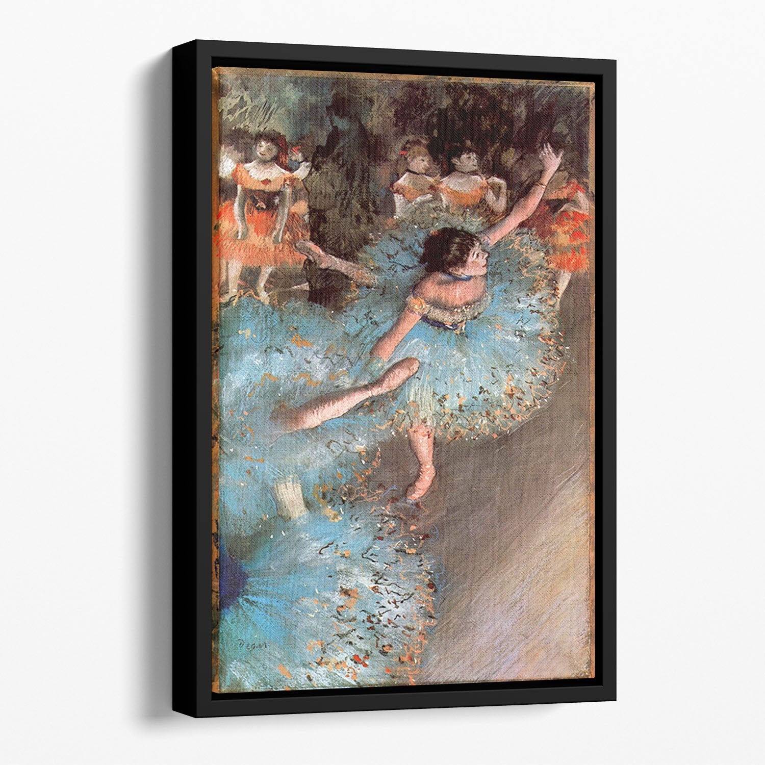 The Greens dancers by Degas Floating Framed Canvas