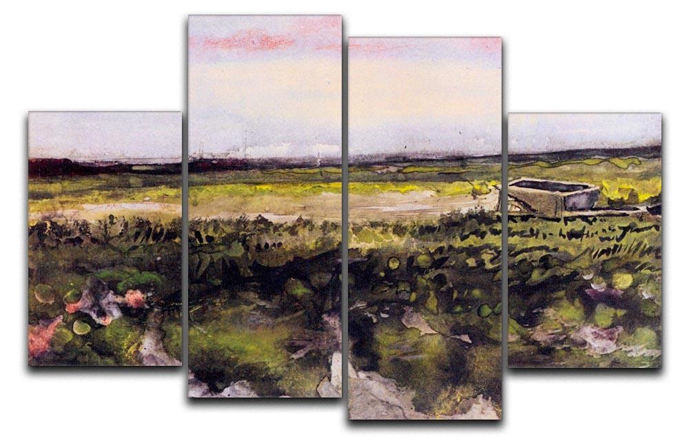 The Heath with a Wheelbarrow by Van Gogh 4 Split Panel Canvas  - Canvas Art Rocks - 1