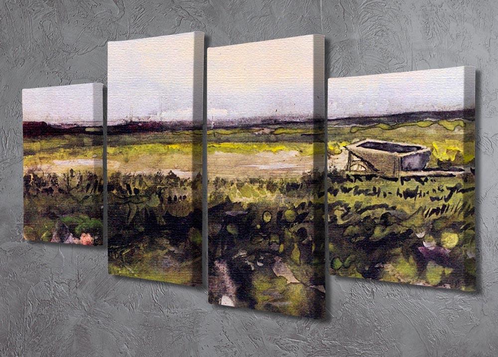 The Heath with a Wheelbarrow by Van Gogh 4 Split Panel Canvas - Canvas Art Rocks - 2