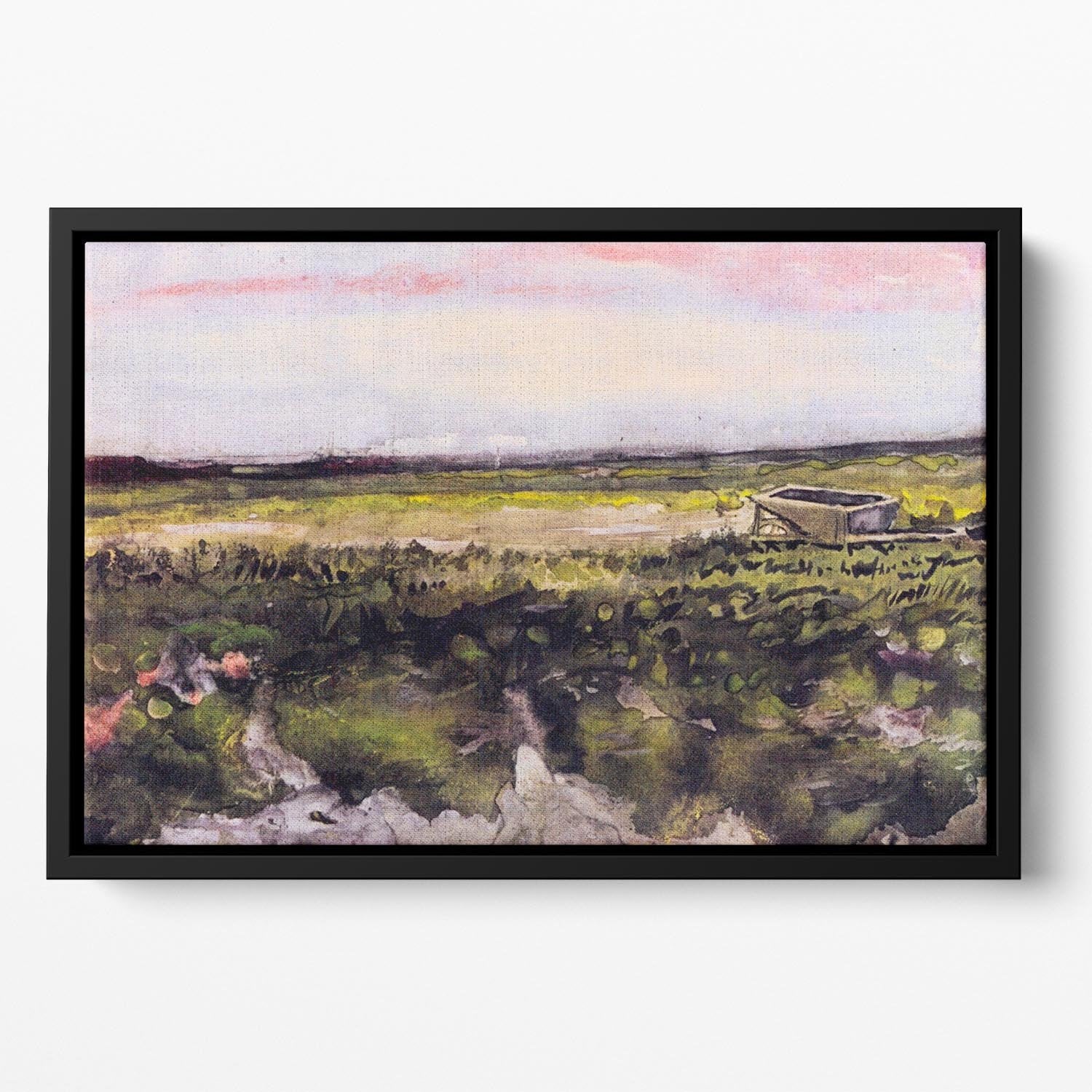 The Heath with a Wheelbarrow by Van Gogh Floating Framed Canvas