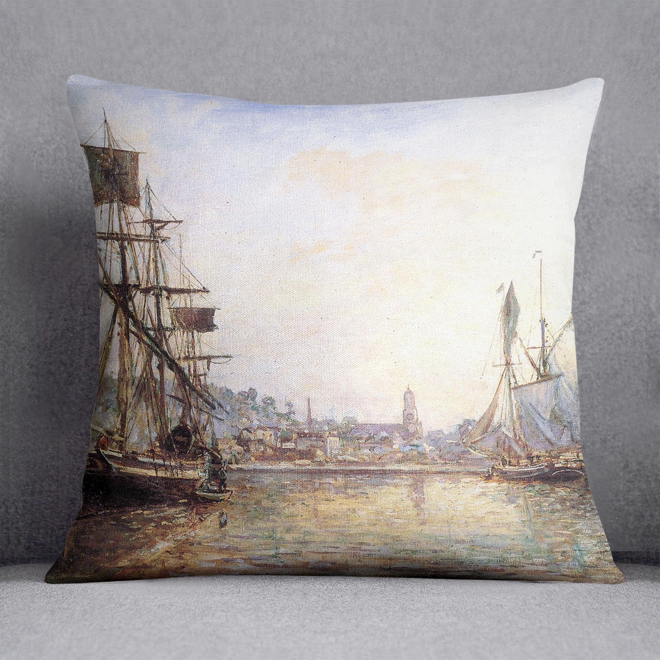 The Honfleur Port 2 by Monet Throw Pillow