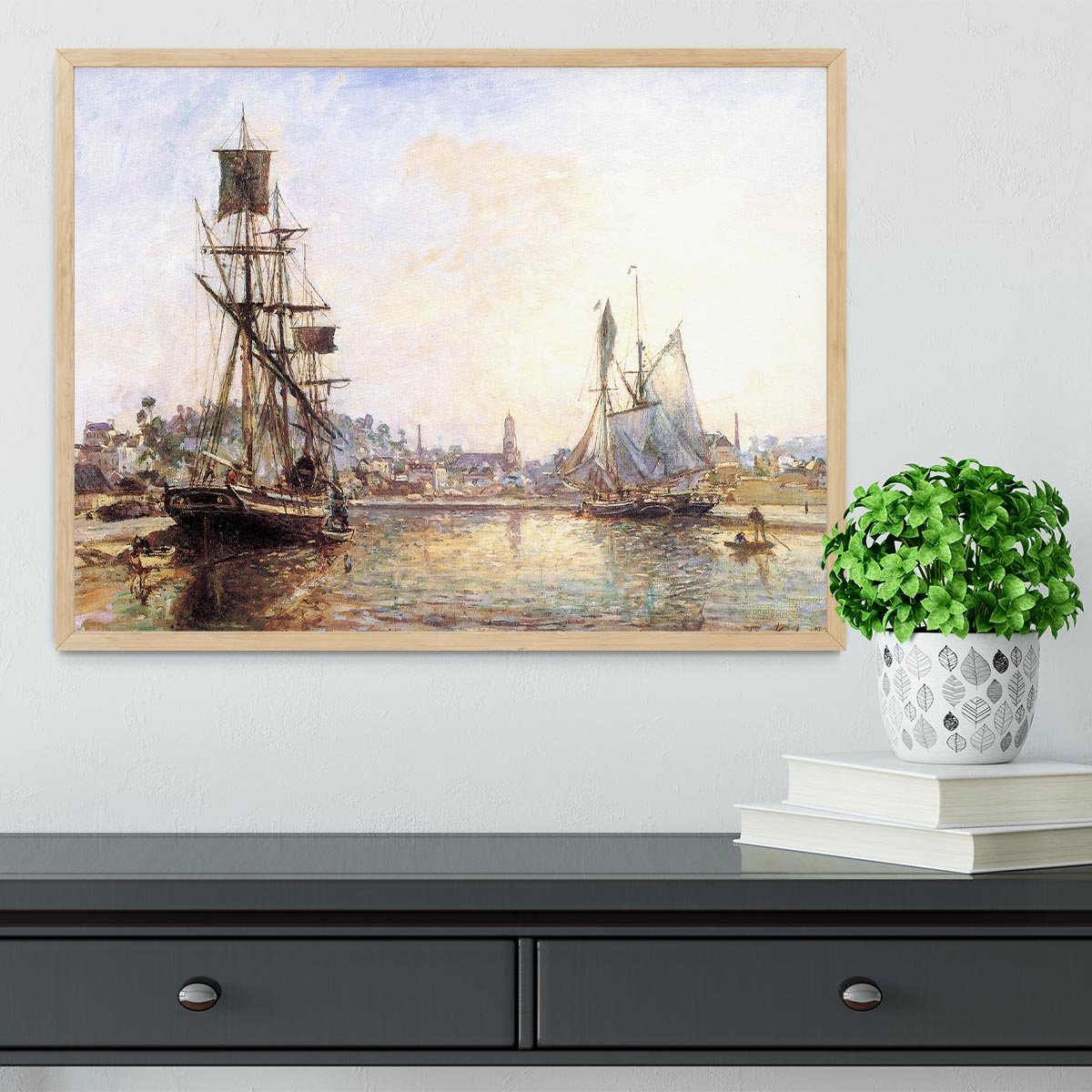 The Honfleur Port 2 by Monet Framed Print - Canvas Art Rocks - 4