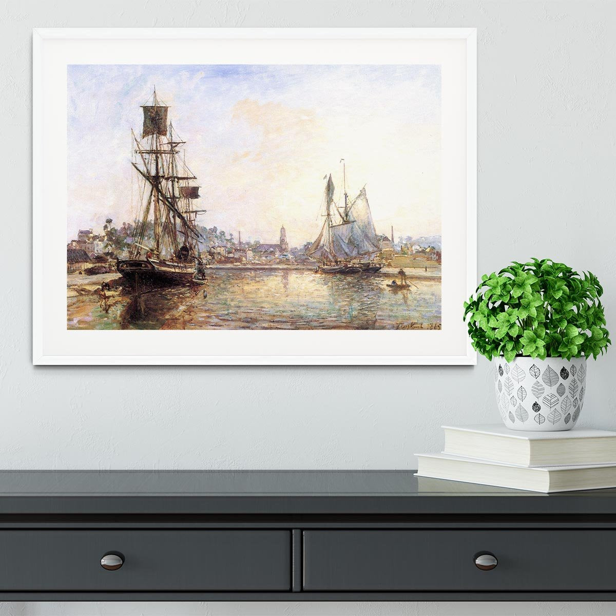 The Honfleur Port 2 by Monet Framed Print - Canvas Art Rocks - 5