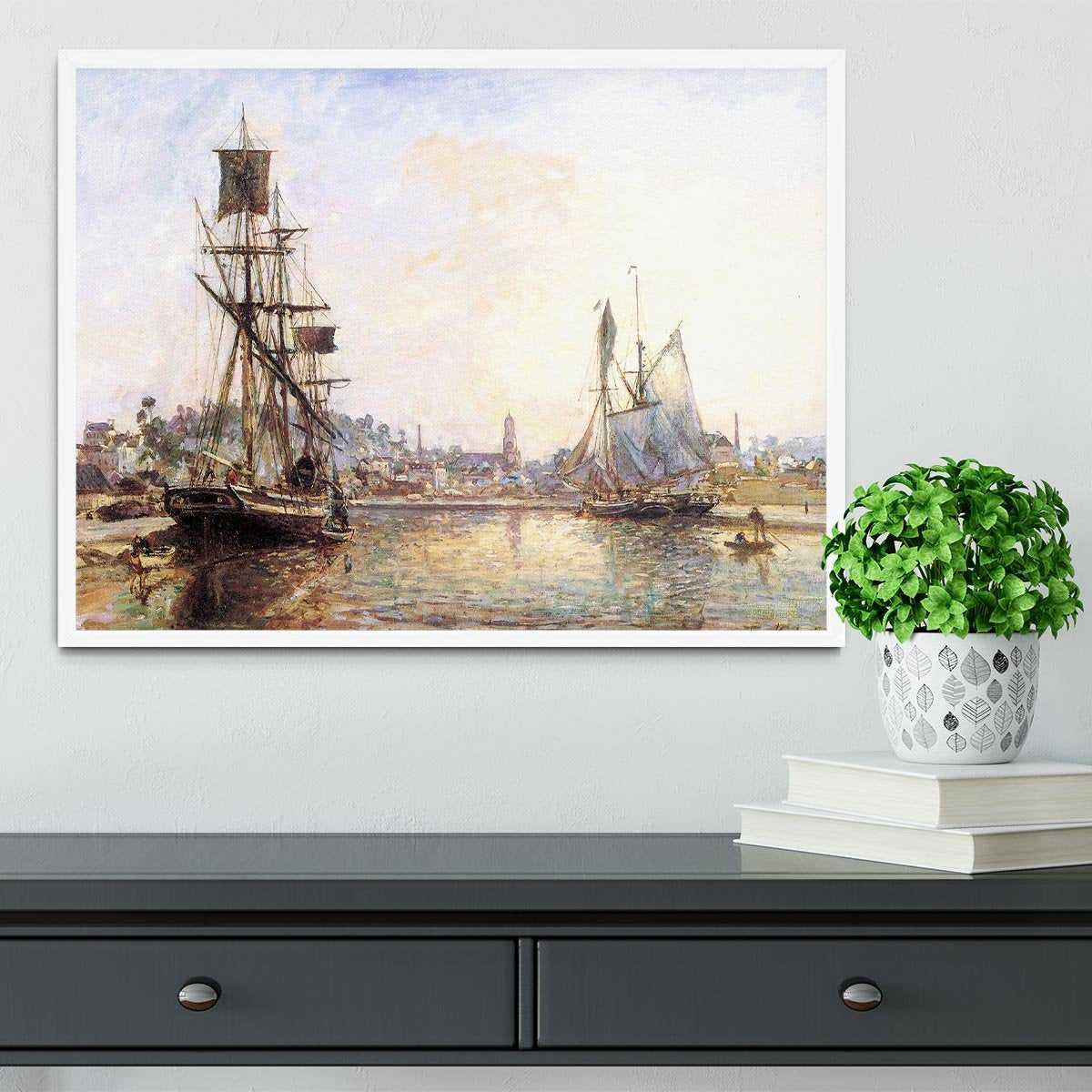 The Honfleur Port 2 by Monet Framed Print - Canvas Art Rocks -6