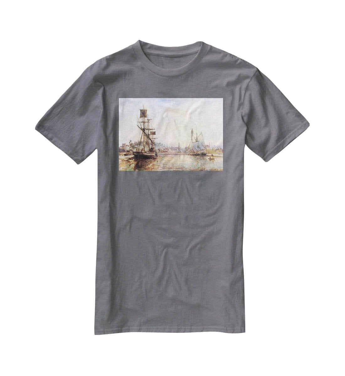 The Honfleur Port 2 by Monet T-Shirt - Canvas Art Rocks - 3