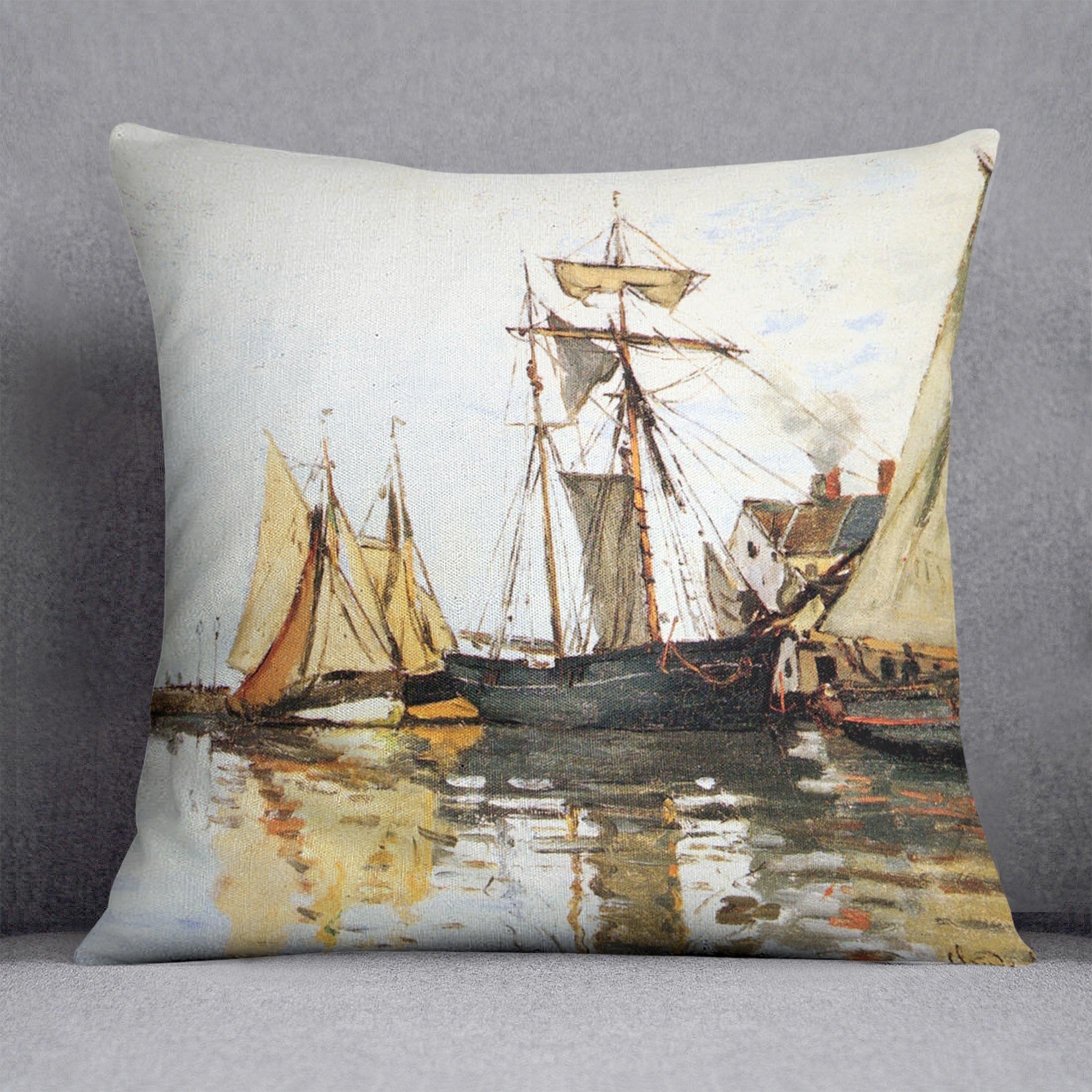 The Honfleur Port by Monet Throw Pillow