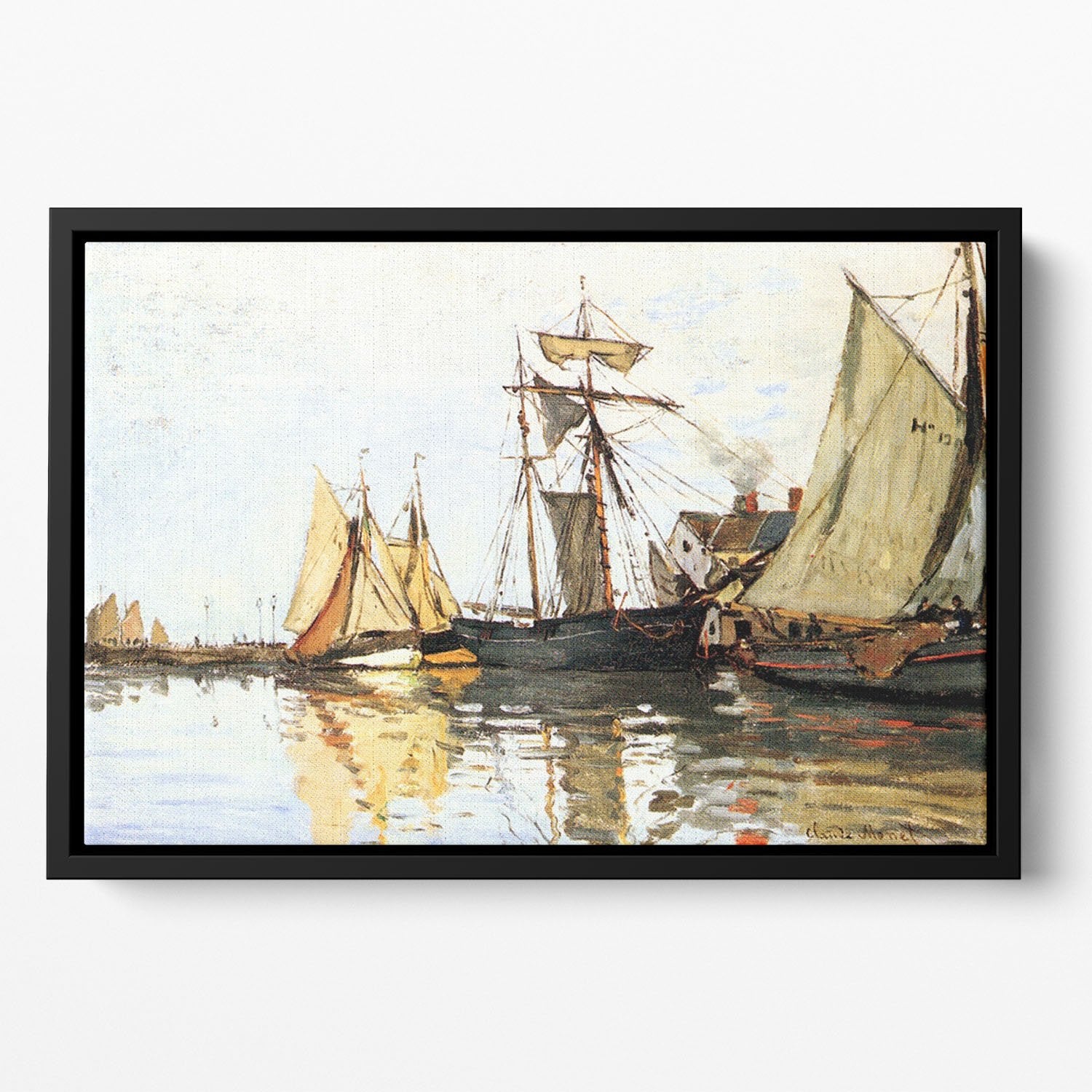 The Honfleur Port by Monet Floating Framed Canvas