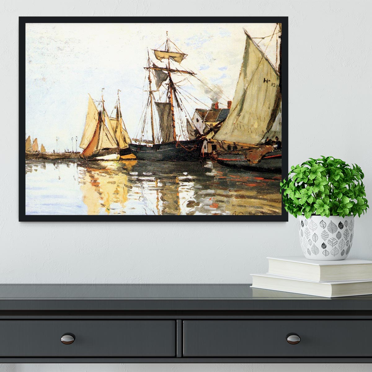 The Honfleur Port by Monet Framed Print - Canvas Art Rocks - 2