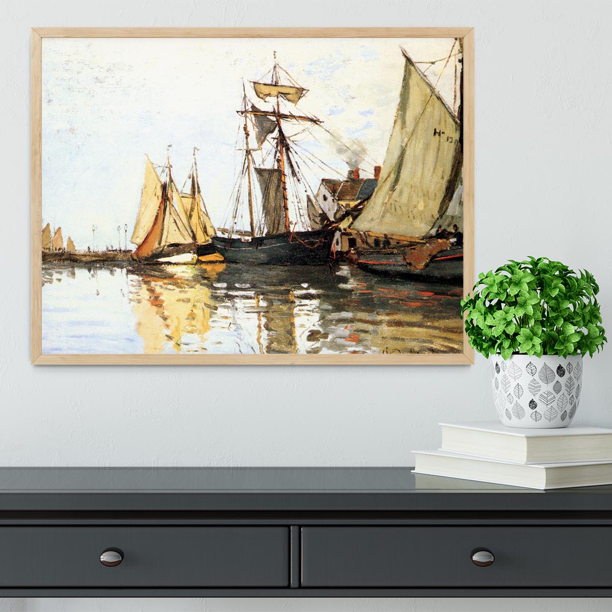 The Honfleur Port by Monet Framed Print - Canvas Art Rocks - 4
