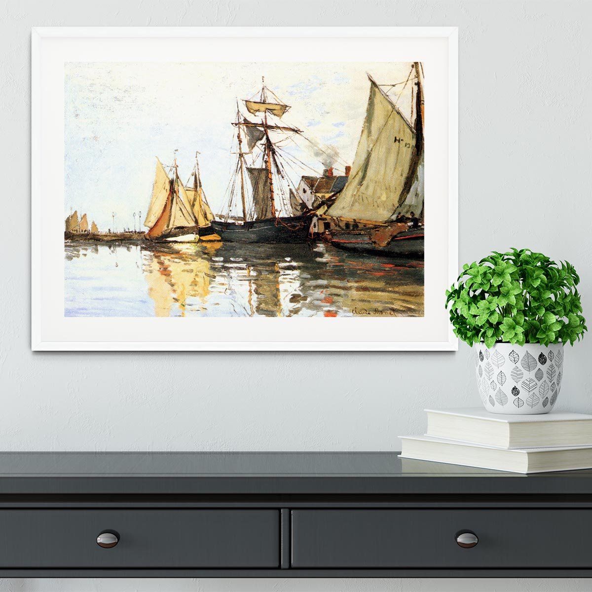The Honfleur Port by Monet Framed Print - Canvas Art Rocks - 5