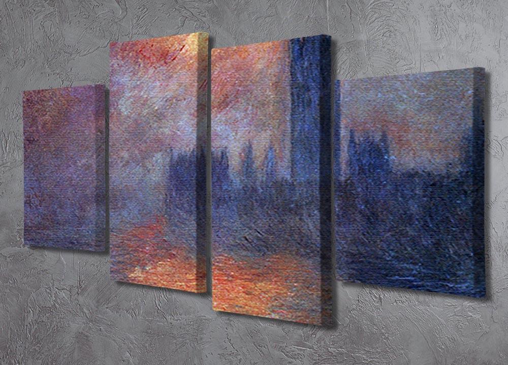 The Houses of Parliament Sunset by Monet 4 Split Panel Canvas - Canvas Art Rocks - 2