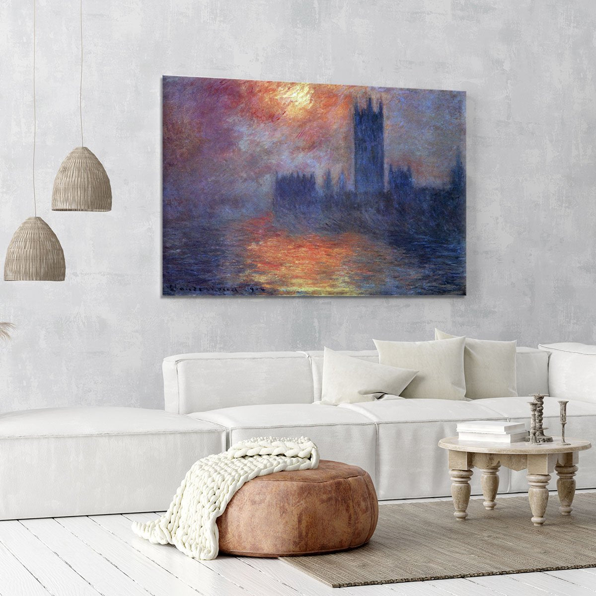 The Houses of Parliament Sunset by Monet Canvas Print or Poster