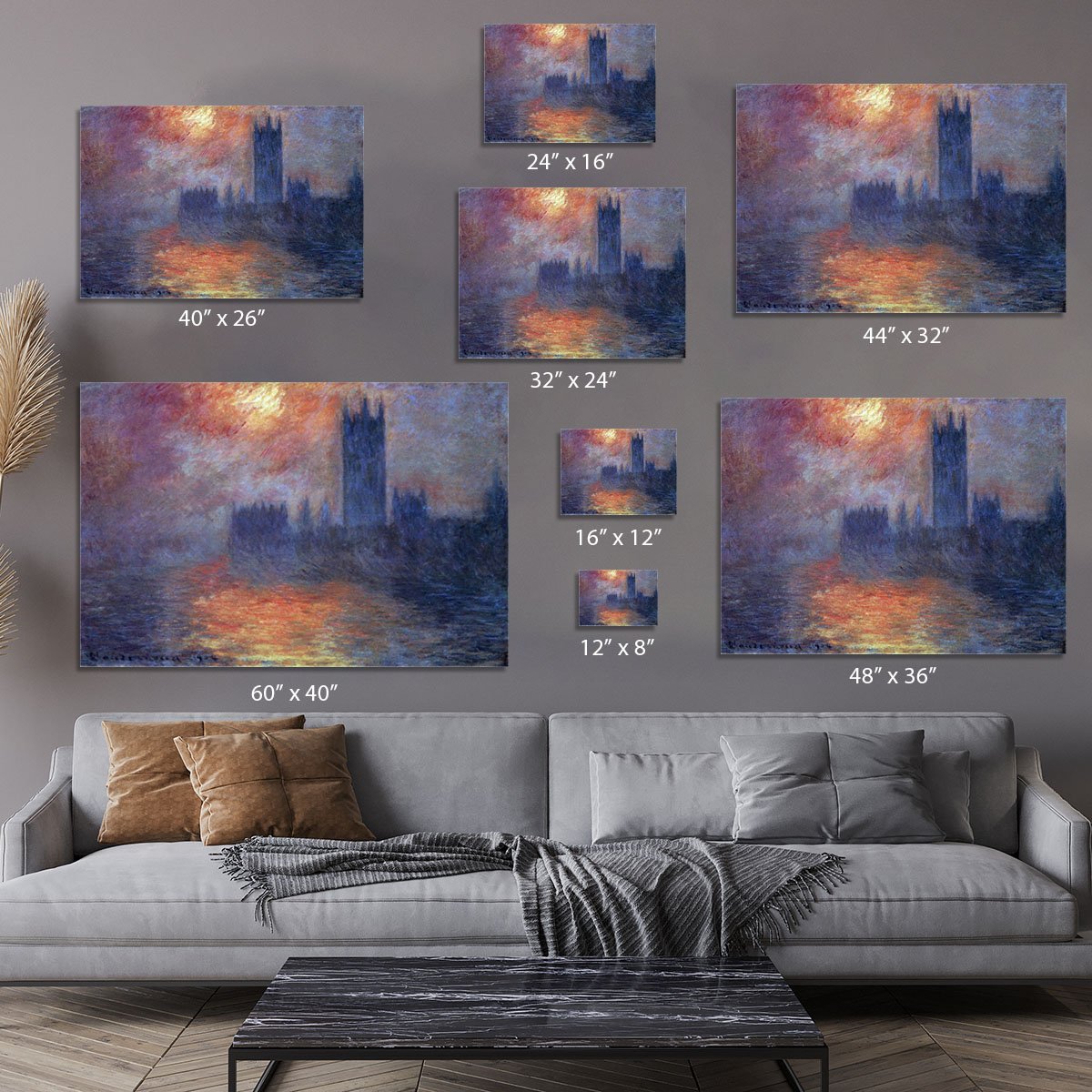 The Houses of Parliament Sunset by Monet Canvas Print or Poster