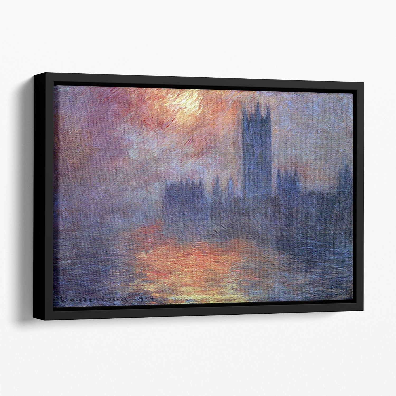 The Houses of Parliament Sunset by Monet Floating Framed Canvas