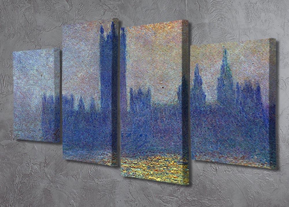 The Houses of Parliament sunlight in the fog by Monet 4 Split Panel Canvas - Canvas Art Rocks - 2