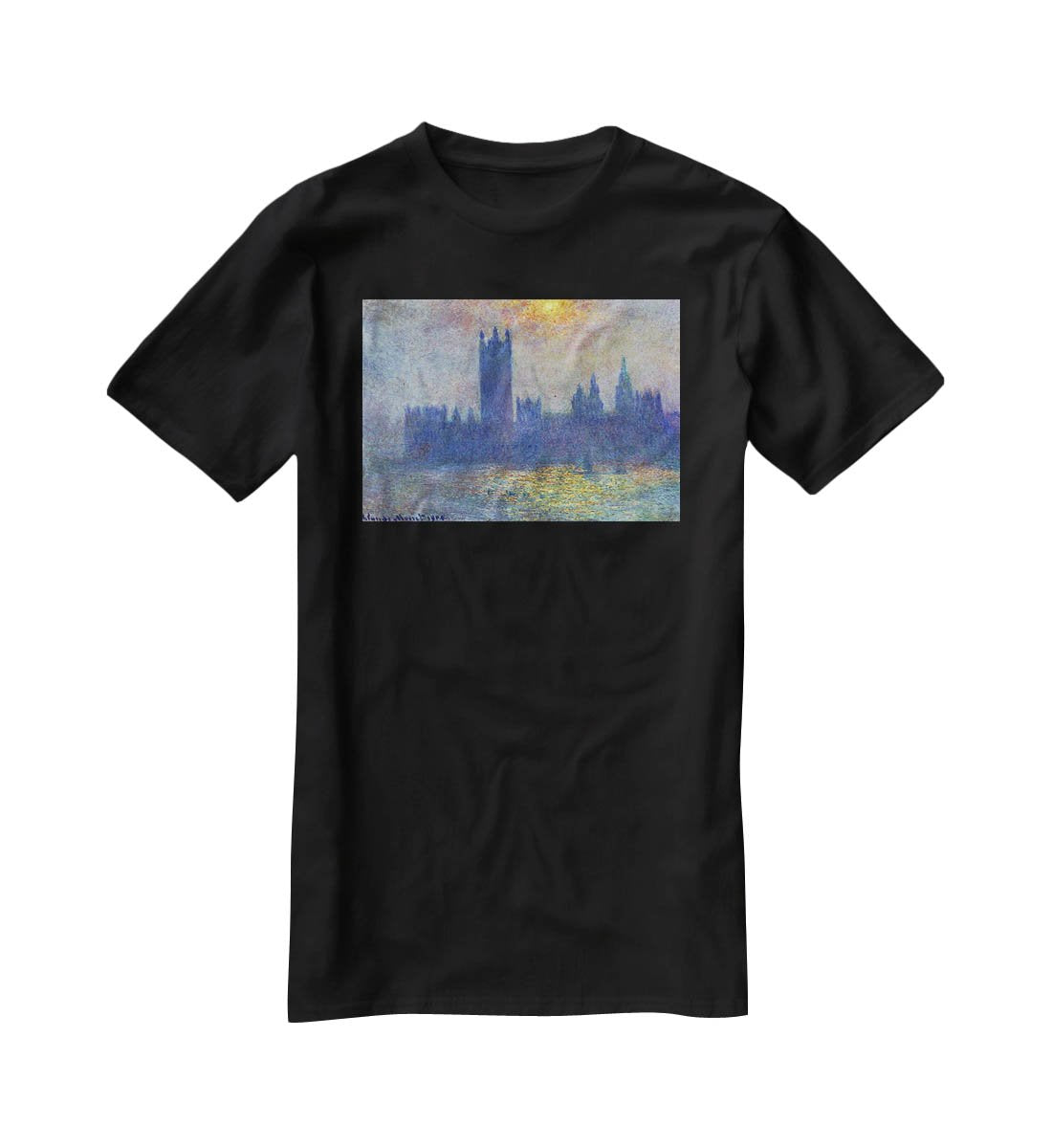 The Houses of Parliament sunlight in the fog by Monet T-Shirt - Canvas Art Rocks - 1
